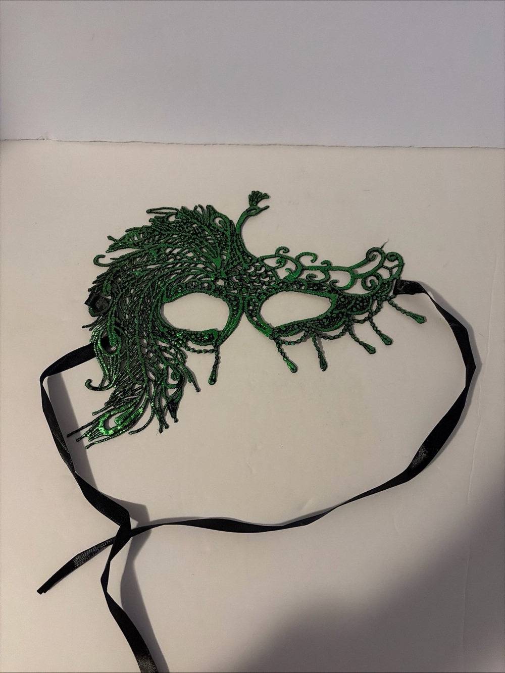 Green Venetian Goddess Masquerade Mask Macrame Lace Costume Party